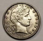 1916-D 25c Silver Barber Quarter - AU/Unc Detail - Value Coin - SKU-T2039