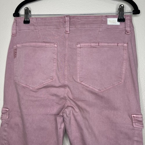 PAIGE Christy Vintage Garden Rose Pink Denim High Rise Cargo Jeans Sz 30 NWT - Picture 8 of 13