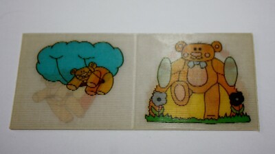 Vintage 1980's Vending Machine Rainbow Bear & Bear with Cymbals Flicker Sticker