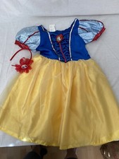 Girl Disney Princess Snow White Halloween Costume Size 4-6X Dress , Hair Bow