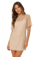 NWT Forever 21 Small 4 6 Nude Sparkle Short Slip Dress Lining Party Dress