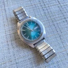 RARE 1975 Seiko 6109-8009-P Automatic Date Day Men's Watch Teal Face READ