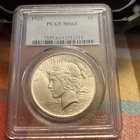 1922 Peace Dollar PCGS MS63 $1 Silver Coin Philadelphia Uncirculated