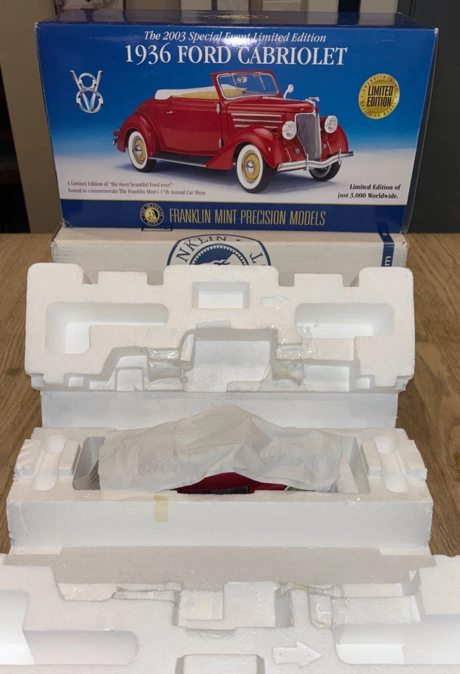 Franklin Mint 1936 Ford Cabriolet (Red) Limited Edition Excellent - Image 3 of 4