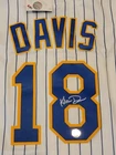 Autograph Khris Davis Milwaukee Brewers Baseball Jersey - Oakland A's