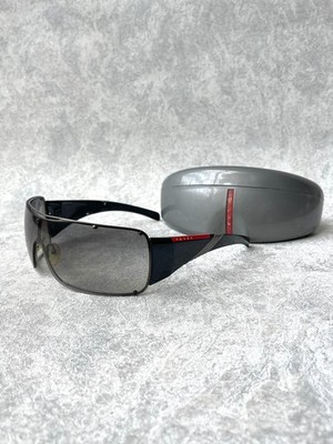 Vintage Prada Sport SPS 53H Shield Sunglasses Luna Rossa Red Logo Y2K Wrap Case