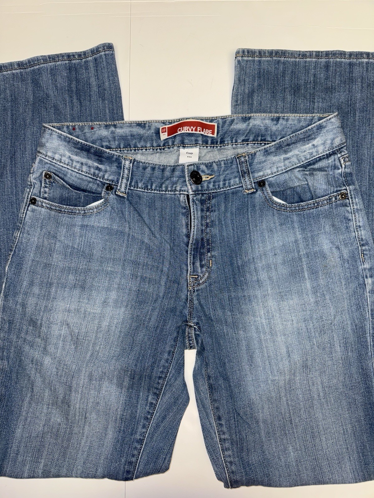 Gap Curvy Flare Bootcut Jeans Women Size 8 Low Rise Y2K Stretch Denim Blue