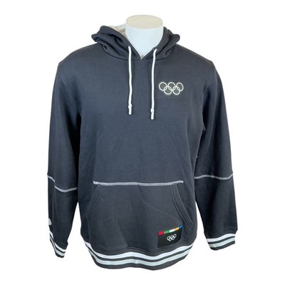 Team USA Gray Olympic Pullover Hoodie Feat. Classic Five Olympic Rings Men Large