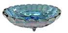 Vintage Indiana Glass Blue Carnival Glass Harvest Fruit Grapes Footed Bowl