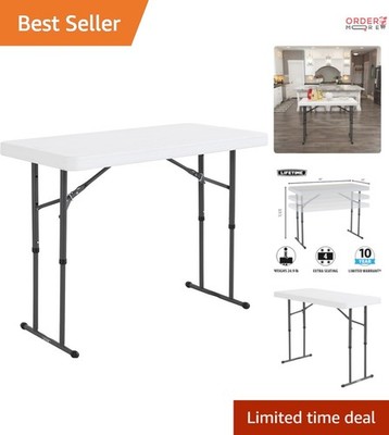 Height Adjustable Utility Table 4ft Metal Frame Polyethylene Top For Office I...