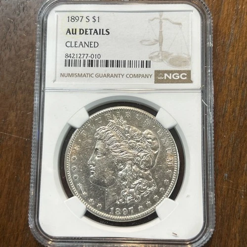 1897-S Morgan Silver Dollar AU Details Cleaned NGC Slab