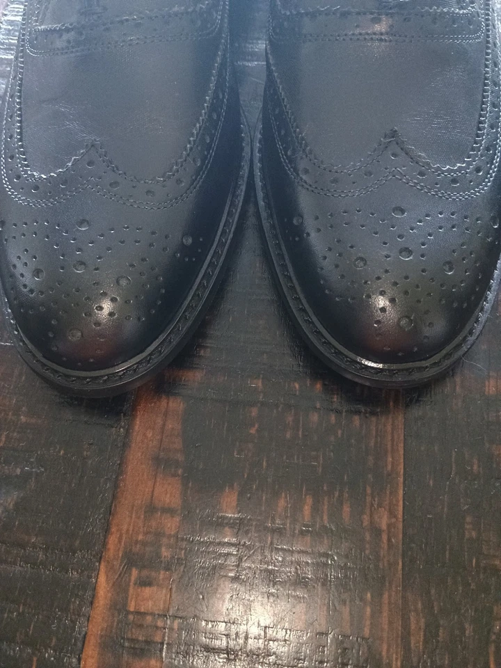 Zapatos de vestir derby Massimo Matteo Firenze Cuoio para hombre 7,5 M de cuero negro punta de ala Foto 2 de 4