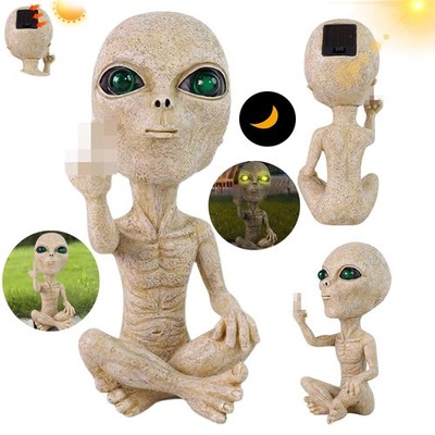 Wetterfeste Alien Figur 24cm mit Solar LED Gartendekoration für Balkon Terrasse