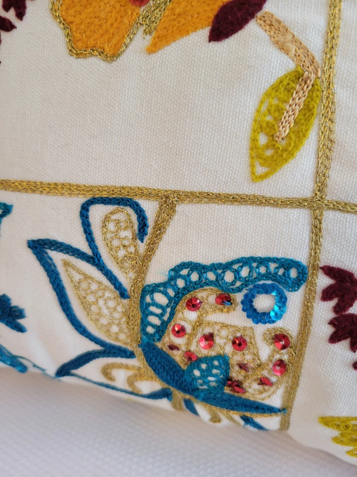 Accent Pillow Pier 1 Imports Boho Bohemian Sequins And Embroidery  16x18 - Image 3 of 4