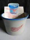 Vintage Red Wing Stoneware Bread Baker Crock Blue Rim/Instructions Sheet-4"x6"