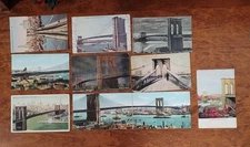 Lot of 9 Early Brooklyn Bridge, New York City Postcards