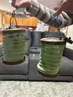 2 Vtg Lantern Collapsible Hanging Metal Accordion Style Tea Light Candle Holder — photo 2