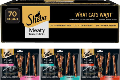 Meaty Tender Sticks Cat Treats Chicken, Tuna Flavor, or Salmon Flavor, 0.14 Oz.,