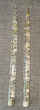Vintage Lucite Gold & Silver Confetti Taper Candles Rare MCM 12" Elegant