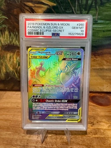 Naganadel & Guzzlord GX (Secret) 260/236 Sm-Cosmic Eclipse Holo PSA 10