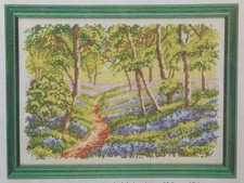 KINETIC Cross Stitch Kit KCS105 BLUEBELL WOOD 25x17cm Flowers Trees Scenic