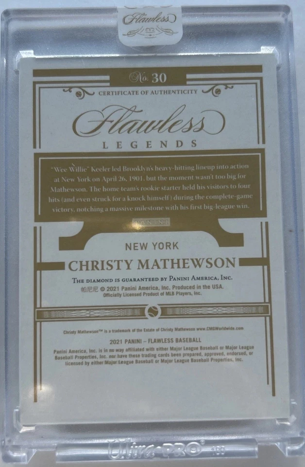 Panini Flawless Legends 2021 Christy Mathewson #30 esmeralda doble diamante/5 Foto 4 de 4