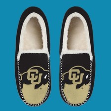 NCAA FOCO Men  s Colorado Buffaloes Moccasin Slippers Team Colors Size M 9 10 New