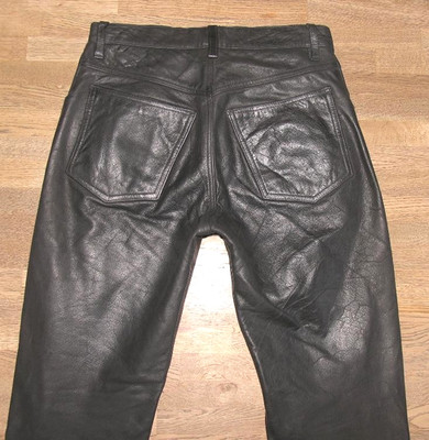 -FRONTLINE- LEDERJEANS für Herren/ Nubuk- Lederhose schwarz Gr. 46 ca. W31 / L30