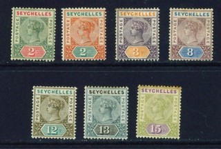 Seychelles QV selection of 7 to 15c MH.