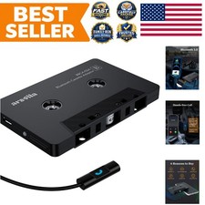 Bluetooth 5.0 Cassette to Aux Adapter for Car, Charcoal Black