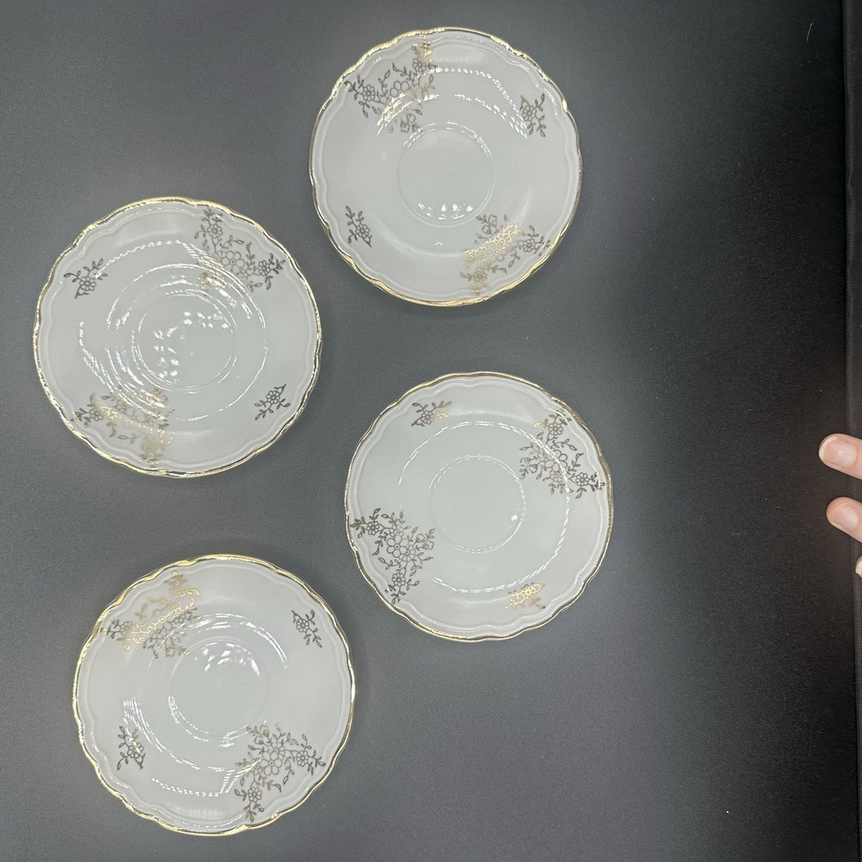 复古 Demitasse 中国套装/4 杯和碟 适用于浓缩咖啡 Richard Ginori 金色 — 第 4/4 张图片