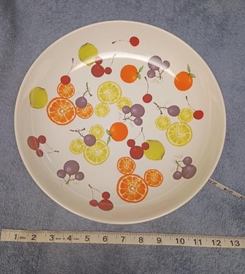 Disney Mickey Mouse Stoneware Serving Bowl Hidden Mickey in Fruit Pattern 