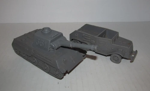 Vintage Marx Battleground WWII Playset Dark Gray German Half-Track & Tank