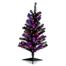 2.7 FT Halloween Tree with Lights Artificial Halloween Purple Black Tabletop