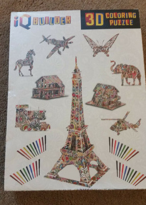 IQ Builder Arts and Crafts Kit 3D Puzzle Project Set - 9 Puzzles 40 Markers NEW