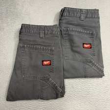 Milwaukee Tools Flex Khaki Pants Men 34x34 Canvas Heavy Duty Work 701K LOT 2