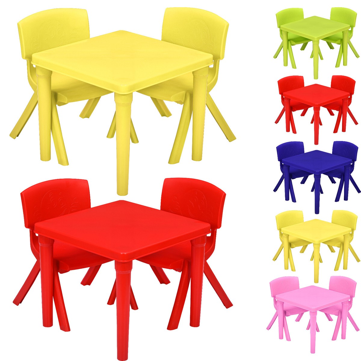 Kids Plastic Table Chairs study set Toddlers Students Table Play - Main Image