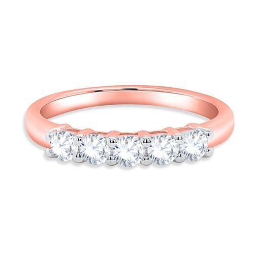 14K Solid Gold 0.60 Ct Certified Lab Grown Diamond 5 Stone Wedding Band Ring - Picture 11 of 19