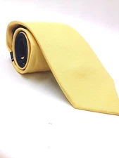 $125 Tommy Hilfiger Mens Silk Yellow Solid Skinny Tie Classic Necktie 58x3.25