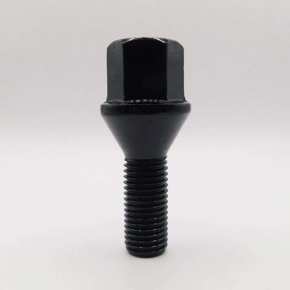 Pernos de rueda M14x1,25, 27 mm (negro) x 12 + cerraduras para Mini F54 F55 F56 F57 F60 Foto 4 de 4