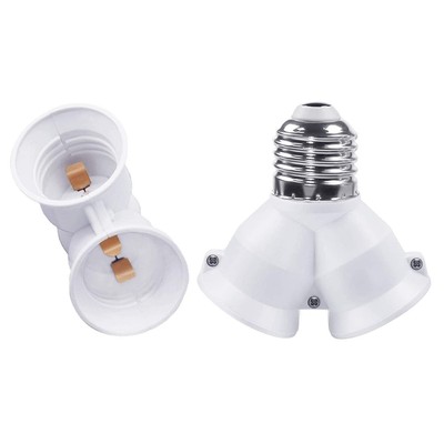 2Pcs 2 in 1 LED Light Socket Splitter Converter Base E26/E27 Lamp Bulb Adapter