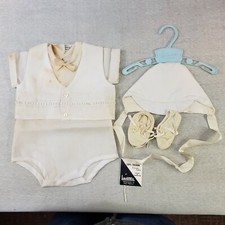 1950's Madonna Boys Christening Set White Suit Cap Shoes New Old Stock Vintage