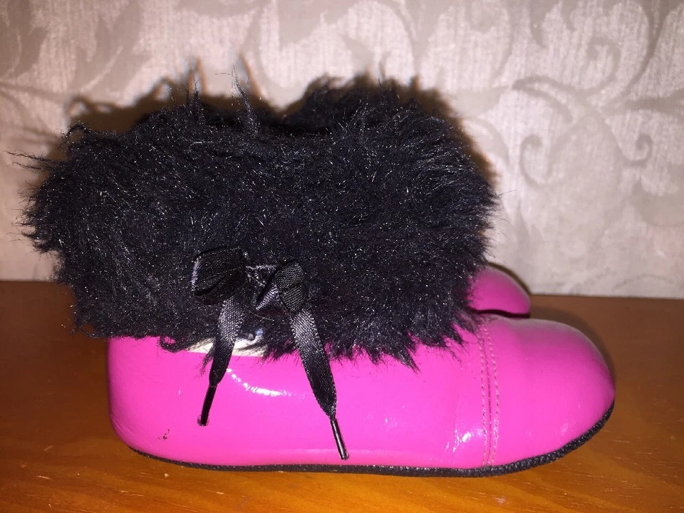 ROBEEZ Diva ботинки чукка розовый и черный искусственного меха девочек ясельного возраста обуви Sz 12 24 месяца - Изображение 3 из 4