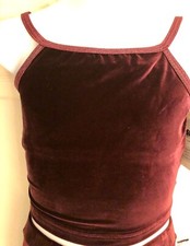 GK DANCE JAZZ TOP GIRLS LARGE WINE VELVET FOIL CRISSCROSS STRAPS CAMISOLE SZ L