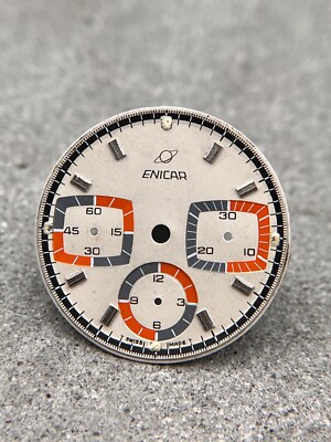 #1410 ENICAR 29,4mm VALJOUX 72 CHRONOGRAPH ZIFFERBLATT DIAL ALBINO