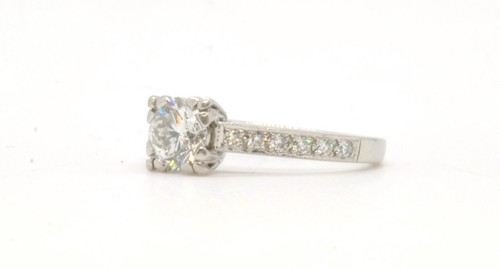 JABEL Platinum .80CT Brilliant Cut Diamond Solitaire & Accents Engagement Ring - Picture 3 of 16
