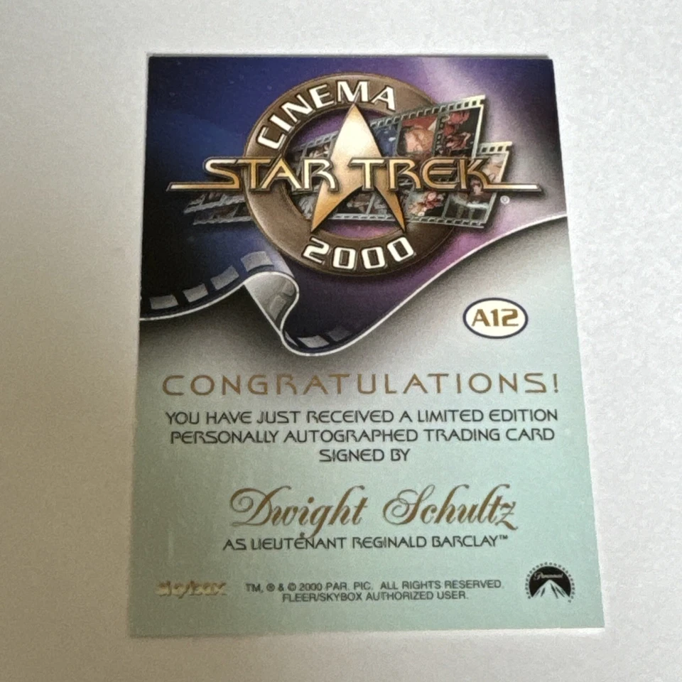 Star Trek Cinema 2000 autograph trading card A12 Dwight Schultz Reginald Barclay - Image 2 of 4