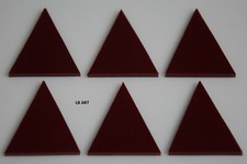 0124.30- 6 OPAQUE RED 1 1/2" TALL TRIANGLES 3mm BULLSEYE 90 COE GLASS