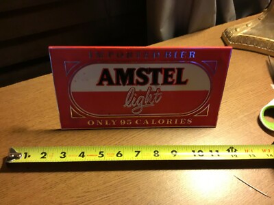 MANCAVE Vintage Imported BIER AMSTEL light Display Plastic Sign 9 1/2'' x 12''