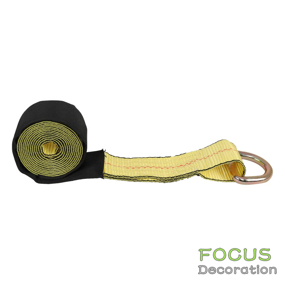 Paquete de 4 ganchos planos de alta resistencia para correas de amarre de rueda de 2" × 120" amarillos para remolques Foto 4 de 4